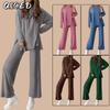 Women's Fashion Casual Long Sleeve O-Neck Pants Suits