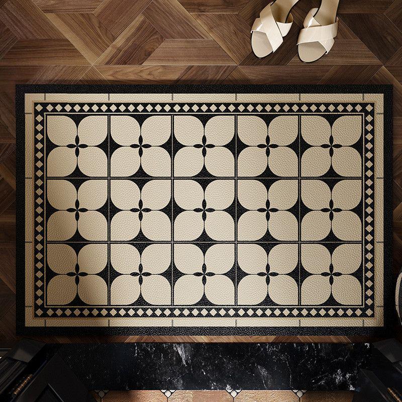 High-End French Silicone Non-Slip Floral Tile Doormat - Large Entrance Carpet 40*60cm