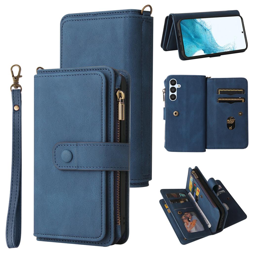 For Samsung Galaxy A54 5G Zipper Wallet Case with 15 Card Slots and Strap Leather Phone Cover