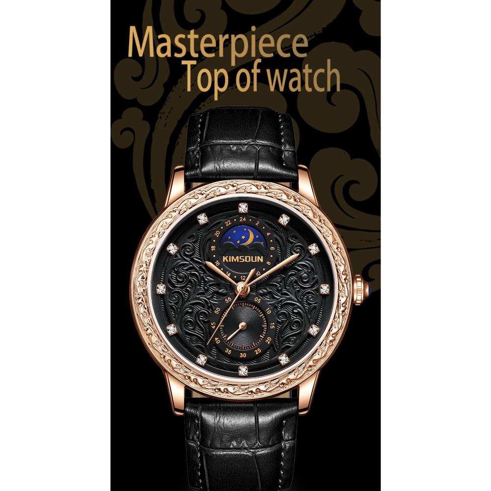 KIMSDUN Montre Homme Marque Top Luxe Montre Rétro cargo, lune, montre mécanique étanche pour homme haut de gamme
