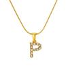 European & American Stainless Steel Diamond Alphabet Pendant Clavicle Chain Necklace for Women