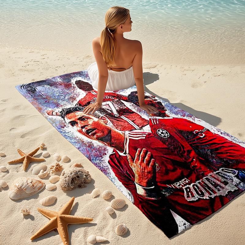 Former FC Barcelona player Cristiano Ronaldo plays for Al-Nassr FC soft beach towel, outdoor camping vacation swimming beach towel H22
