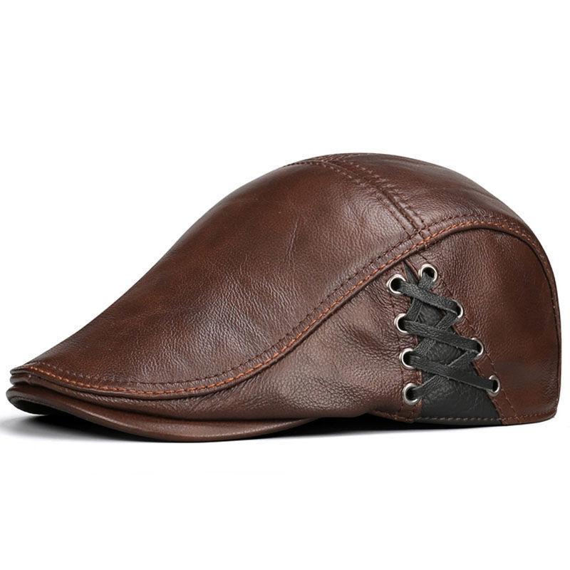 Sheepskin Baseball Cap/Beret For Men - Autumn Winter Casual Fashion Hats For Mature Youth Elderly 59cm