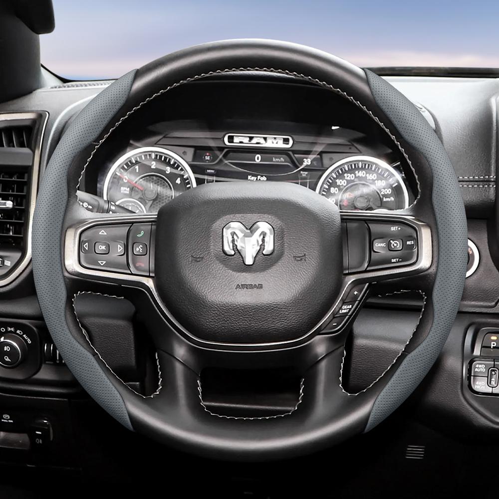

Suitable for Dodge Breathable Hole Leather Steering Wheel Cover Segmented Quick Release Design Non-Slip and