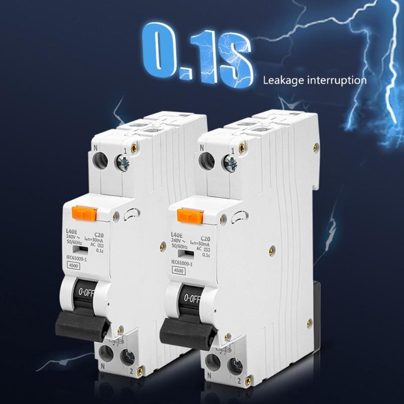 Multipurpose 32Amp RCBO Safety Circuit Plastic Breakers Home Accessory for Earth Leakage 1P+N 30mA 6kA B32 Curved B