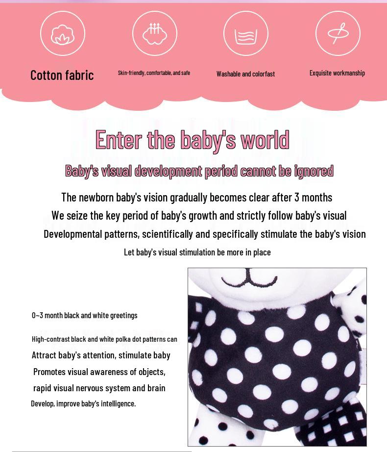 Happy Monkey Baby Crib Rattle: Black & White Cartoon Animal Wind Chime for Early Education