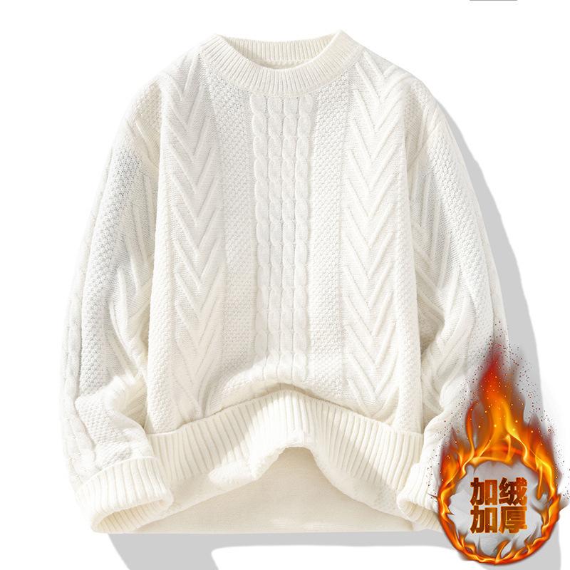 

Hot Sale, Winter New Plush Crew Neck Sweater Hot Diamond Knitted Sweater Large Size Loose Sweater M білий