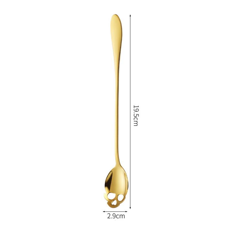 Stainless Steel Coffee Scoop Skull Shape Dessert Ice Cream Spoon Halloween Theme Party Dining-Table Scoops Decorations Supplies