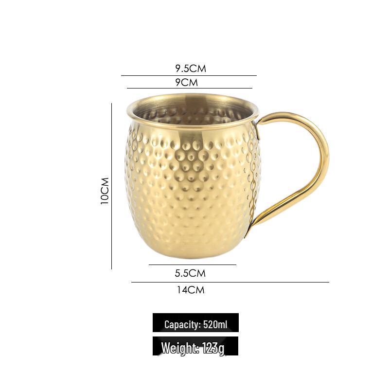 Wutuo Stainless Steel Hammered Mug with Handle (Set of 2)