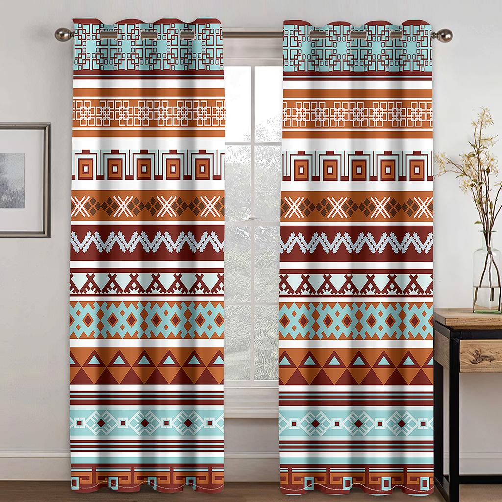 3D Modern Minimalist Ethiopian Style Color Stripe Curtains 2 Panel European Luxury Living Room Bedroom Decor Curtains