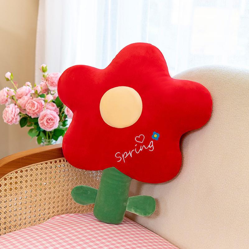 Adorable Plush Flower Pillow Comfortable Office Cushion Cartoon Floral Design