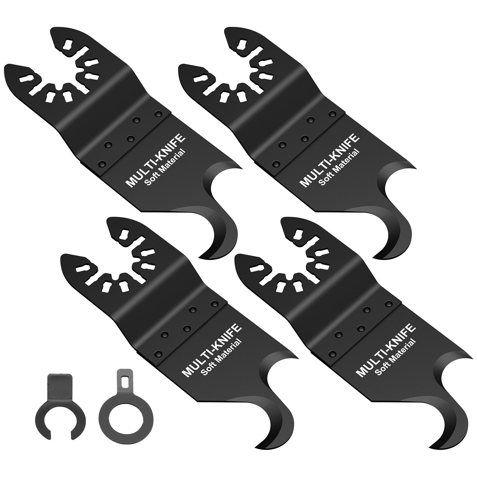 

4Pcs Oscillating Multi Tool Hook Knife Blade Set High Carbon Steel Universal Oscillating Saw Hook Blade with 2 Adapter Cutting