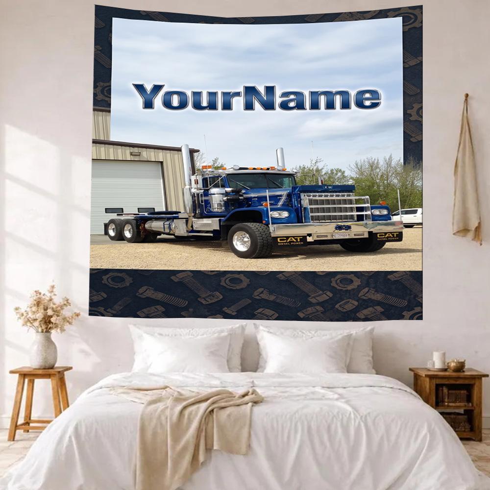 Kw Heavy Trucks Custom Your Name Wall Decor Tapestry Art For Pet Memorial Birthdaywedding Party Backdrop Family Gift