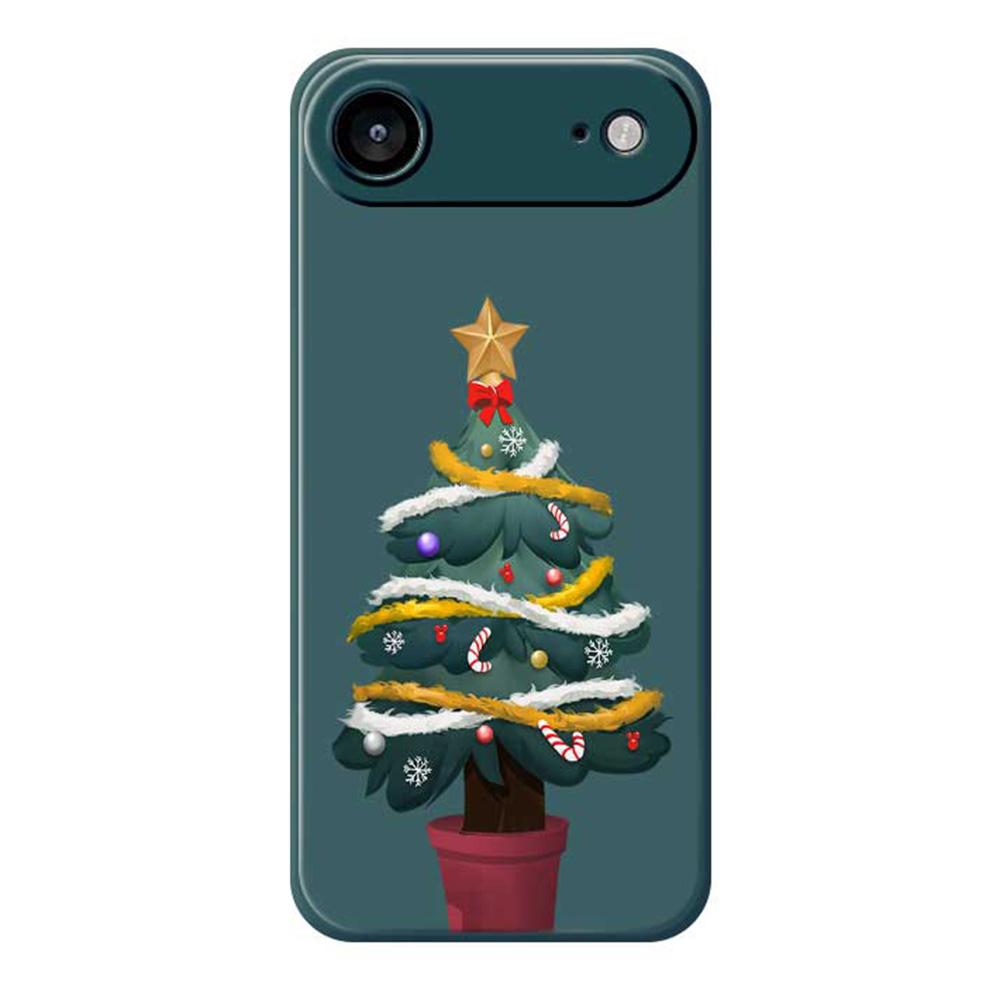 For iPhone 17 Air Case Christmas Tree Potted Plants Pattern Printing Straight Edge TPU Phone Back Cover
