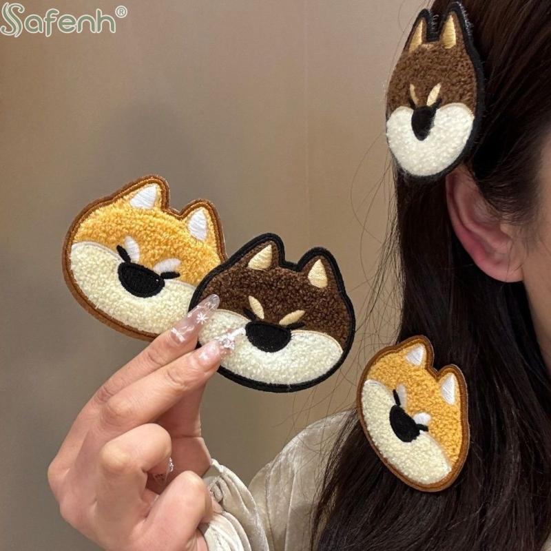Süße Shiba Inu Chenille Haarspange Cartoon Hund Plüsch Haarspange für Damen Mädchen Tägliches Haaraccessoire