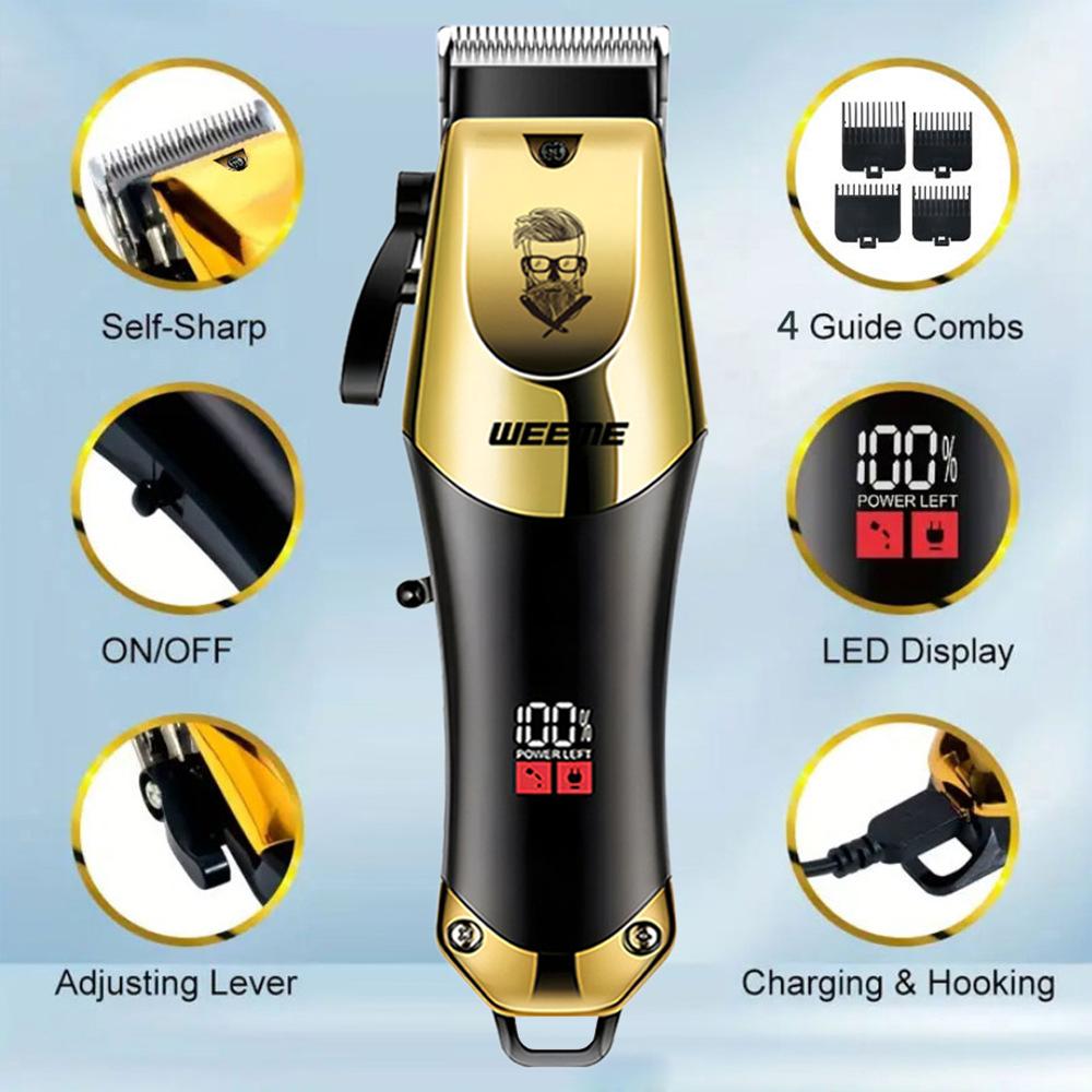 WEEME 806 Electric Hair Clipper UBS Rechargeable Cordless Beard Trimmer Men Powerful Electric Hair Clipper Trimming Tool
