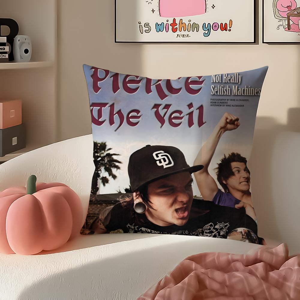Dynamic Rock Band PPierce The Veil Cushion Cover Pillowcase Short Plush Invisible zipper Room Sofa Cushion Cover