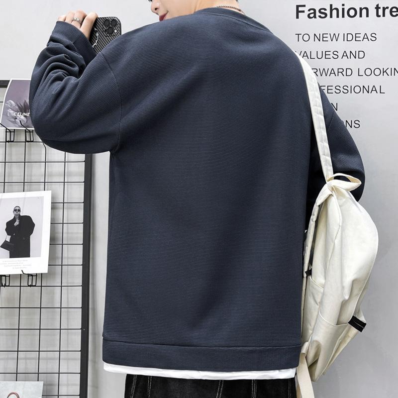 Fake Two-piece Sweater Men's Spring and Autumn Trendy Brand Long-sleeved T-shirt Loose Casual Youth Bottoming Shirt