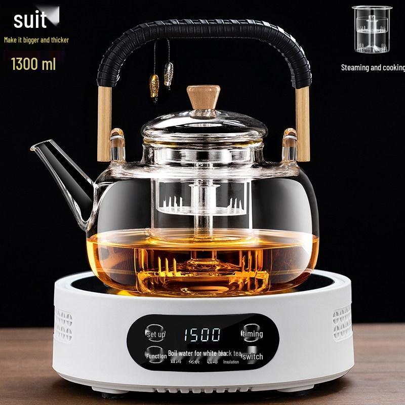 HANDUNYOU Heat-Resistant Glass Teapot with Ceramic Stove