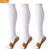 3 Pairs Copper Compression Socks Women Men Anti Fatigue Pain Relief Graduated Unisex Compression Stockings Knee High 15-20 MmHg