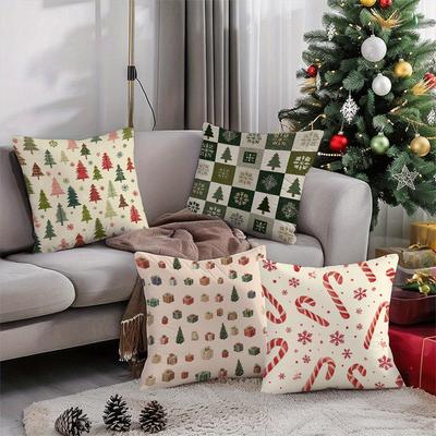 Housse de coussin à motif sapin de NoëlConvient pour canapé voiture chambre à coucher housse de coussin décorative housse d'oreiller