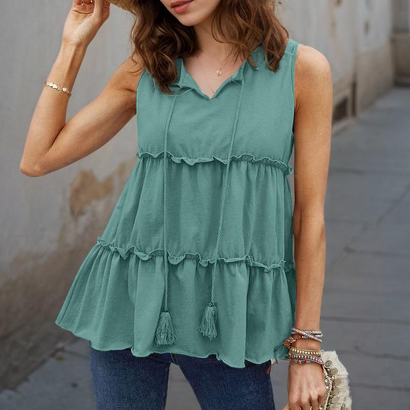 ZANZEA Dámské ležérní letní tílka bez rukávů s výstřihem do V