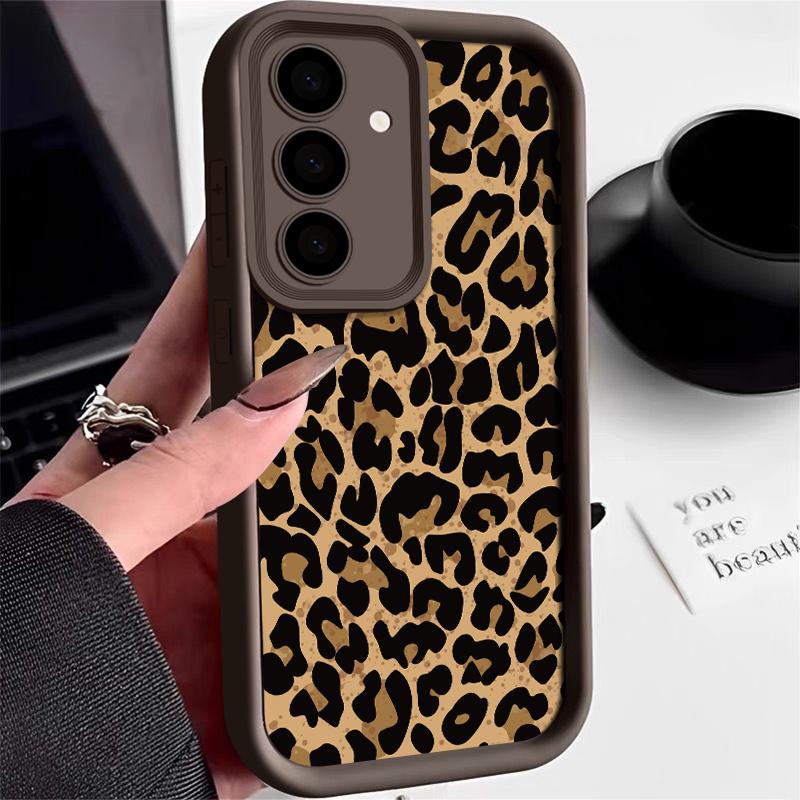 

Luxury Leopard Print Graphic Phone Case For Samsung Galaxy S25 S24 S23 S22 Ultra Plus S21 S24 FE A55 A54 A35 A15 5G Soft Cover Samsung A35 5G