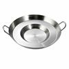 Uncoated Stainless Steel Grill and Fry Pan Induction Compatible Round Concave Frying with Two
