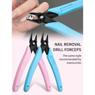 Manicure Negleklipper til Fjernelse af Rhinestones Ædelstene Trådskærer Neglefjernelsestang Kædesaks Neglekunstværktøj Neglekunst Bor Bits Multipurpose