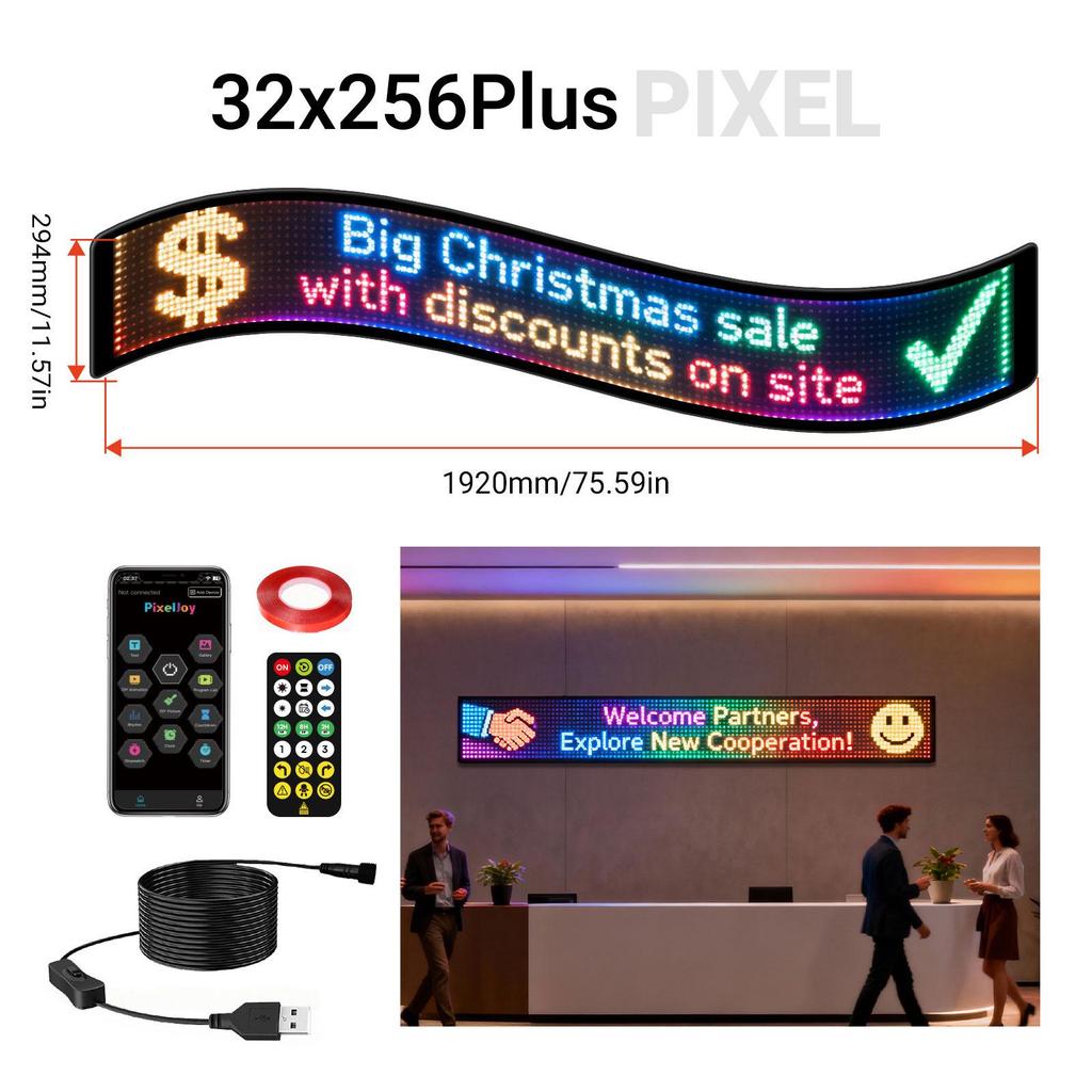 Bluetooth-Controlled LED Flexible Car Display Screen with USB for DIY Advertising