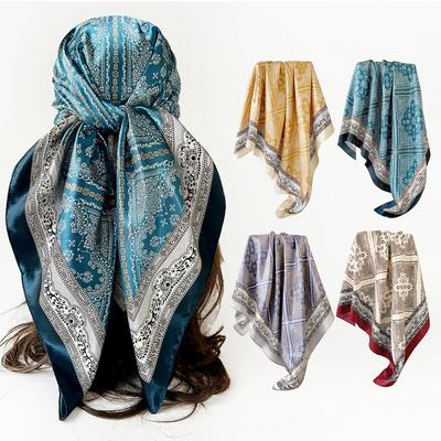 New Arrival Headscarf 90cm Silk Scarf Elegant Printing Silk Scarf Women's Satin Square Scarf