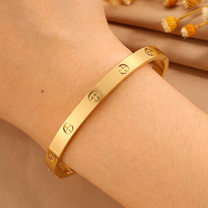 Gold , Fashionable Versatile Screw Titanium Steel , Simple Design Cross Hidden Buckle