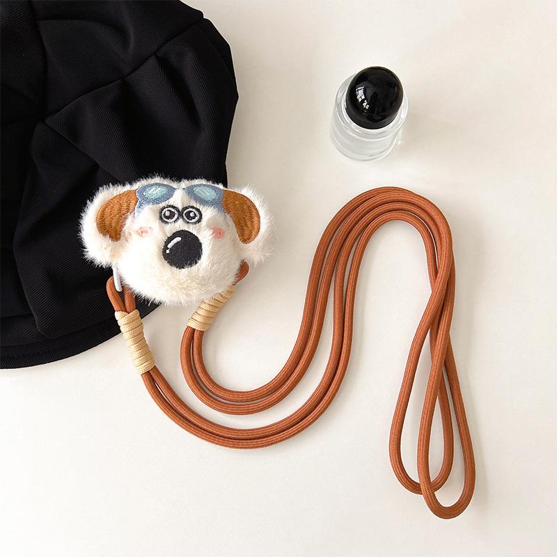 Plush Cartoon Puppy Capybara Mobile Phone Back Clip Women'S Cute Adjustable Retractable Messenger Rope Strap