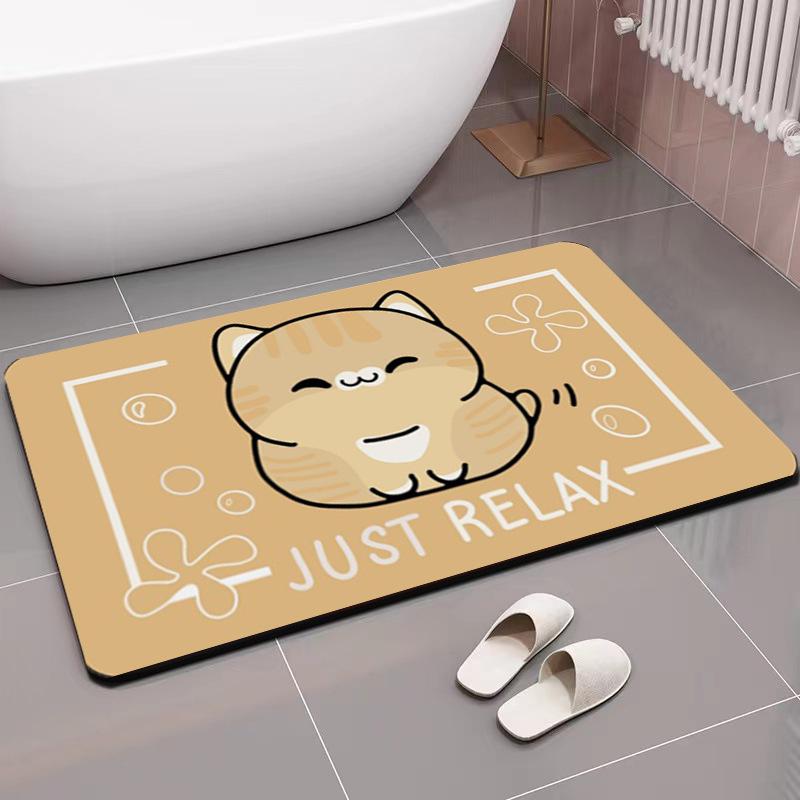 

Коврик для ванной комнаты с диатомовой грязью, впитывающий мультяшные животные, коврик для туалетной двери, нескользящий коврик для ног 40*60cm