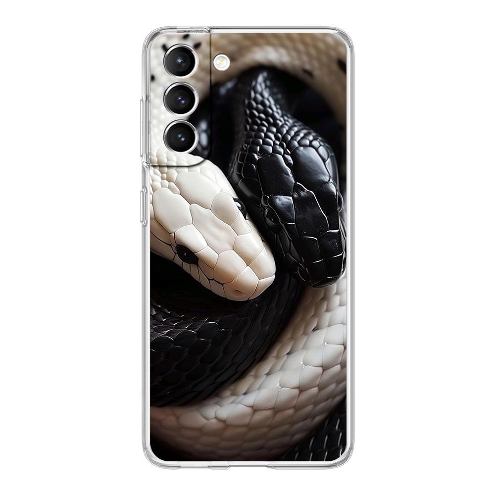 

Phone Case For Samsung Galaxy S25 Edge S24 S23 FE S22 Ultra S20 S21 5G S10 Plus S10E Soft Clear Cover Blossom Pink Snake Samsung S25Ultra