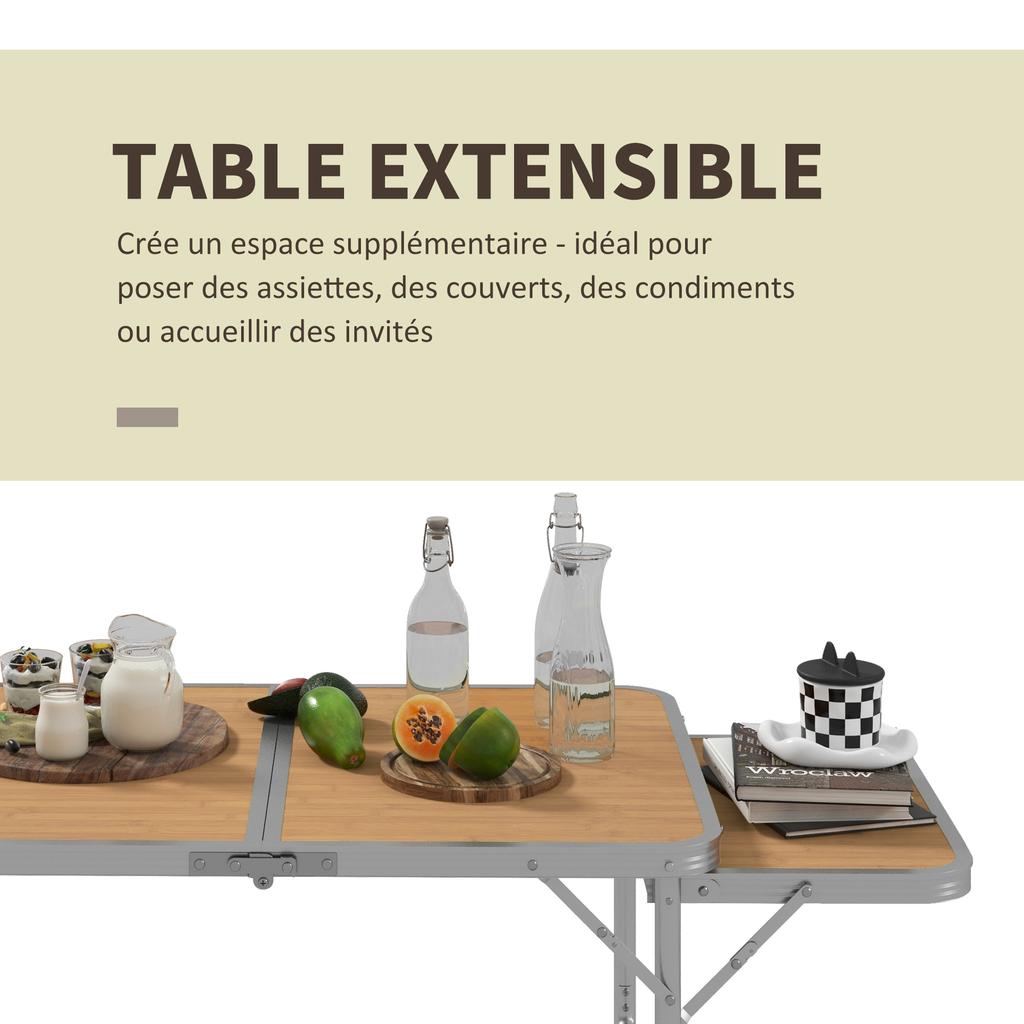 3ft Aluminium MDF-Top Folding Picnic Table Portable Camping Table