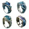 Daily Wear Finger Jewelry Resin Wave Ring for Women, Ocean Inspired Chunky Statement Ring, Non Tarnish Open Adjustable Fashion Summer Vacation Pattern