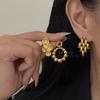 Round Bead Geometric Ring Stud Earrings French Retro Light Luxury Fashion Exquisite Three-dimensional Niche Personality Unique Earrings