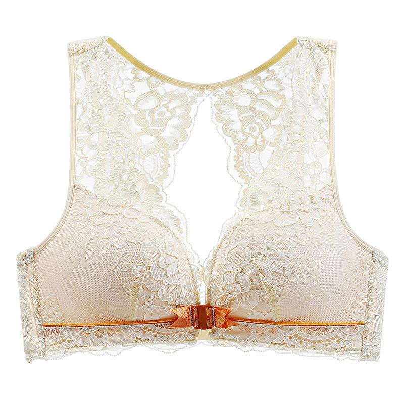 Front-button Bra Women's Gathering and Adjusting Underwear Beautiful Back Front-button Sexy Lace Bra Thin Bra