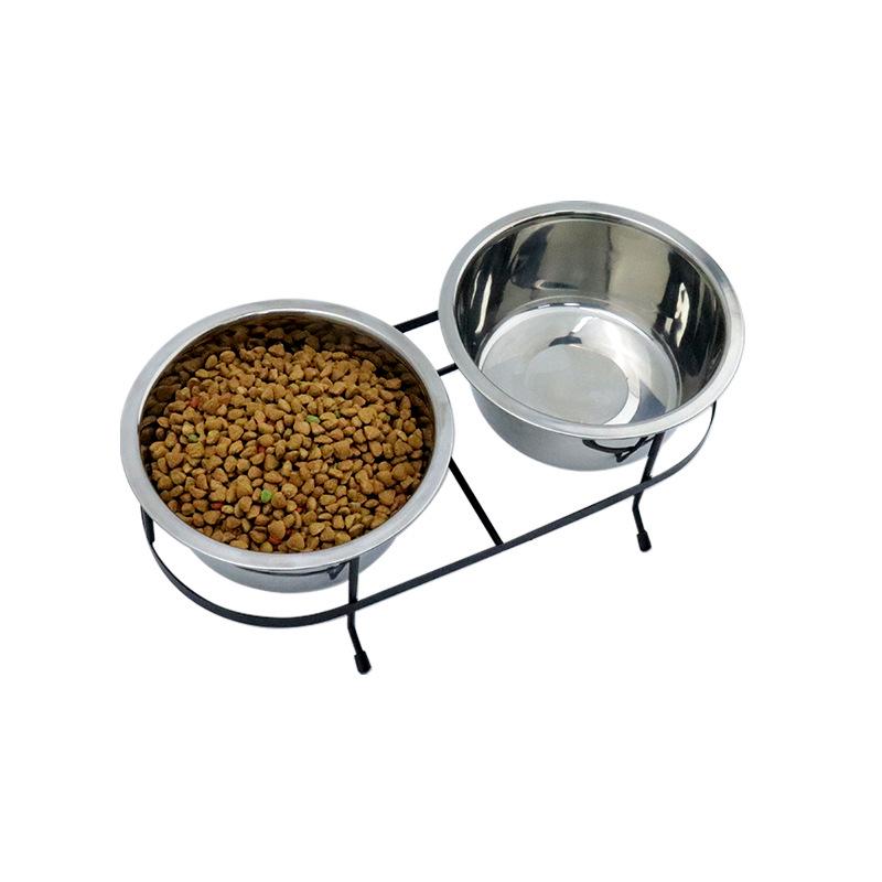 Elevated Stainless Steel Cat Bowl Set – Double Bowls for Food & Water, Protects Cervical Spine