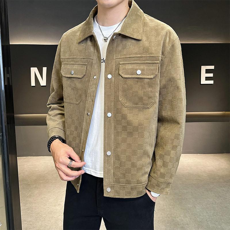 Spring and Autumn Men's Fashion Plaid Casual Versatile Jacket Top