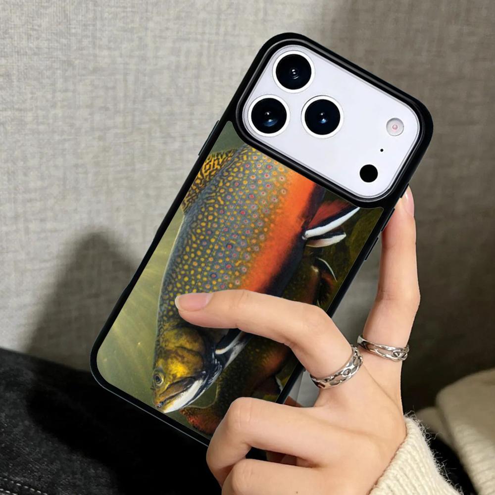 Capa Case for iPhone 17 Air 16 Pro Max 15 Plus 11 13 Mini 14 12 Back Phone Cover Trout Fish Fishing soft