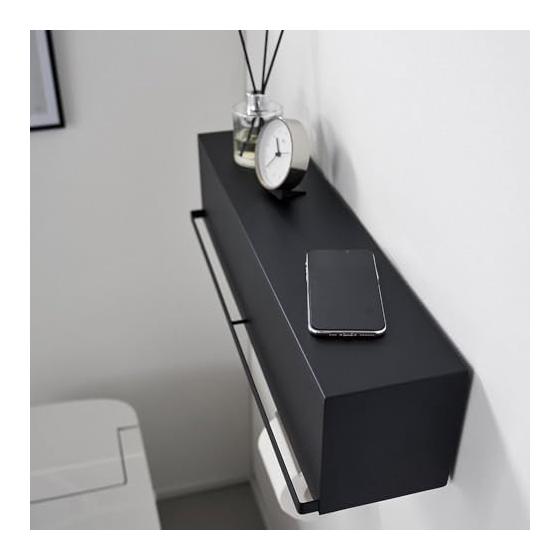 Toilet Storage Wall Shelf Wall Hanging Hidden Toilet Wall Storage Tower Compatible with Gypsum Board Walls Yamazaki Jitsugyo Black Width 60cm Toilet