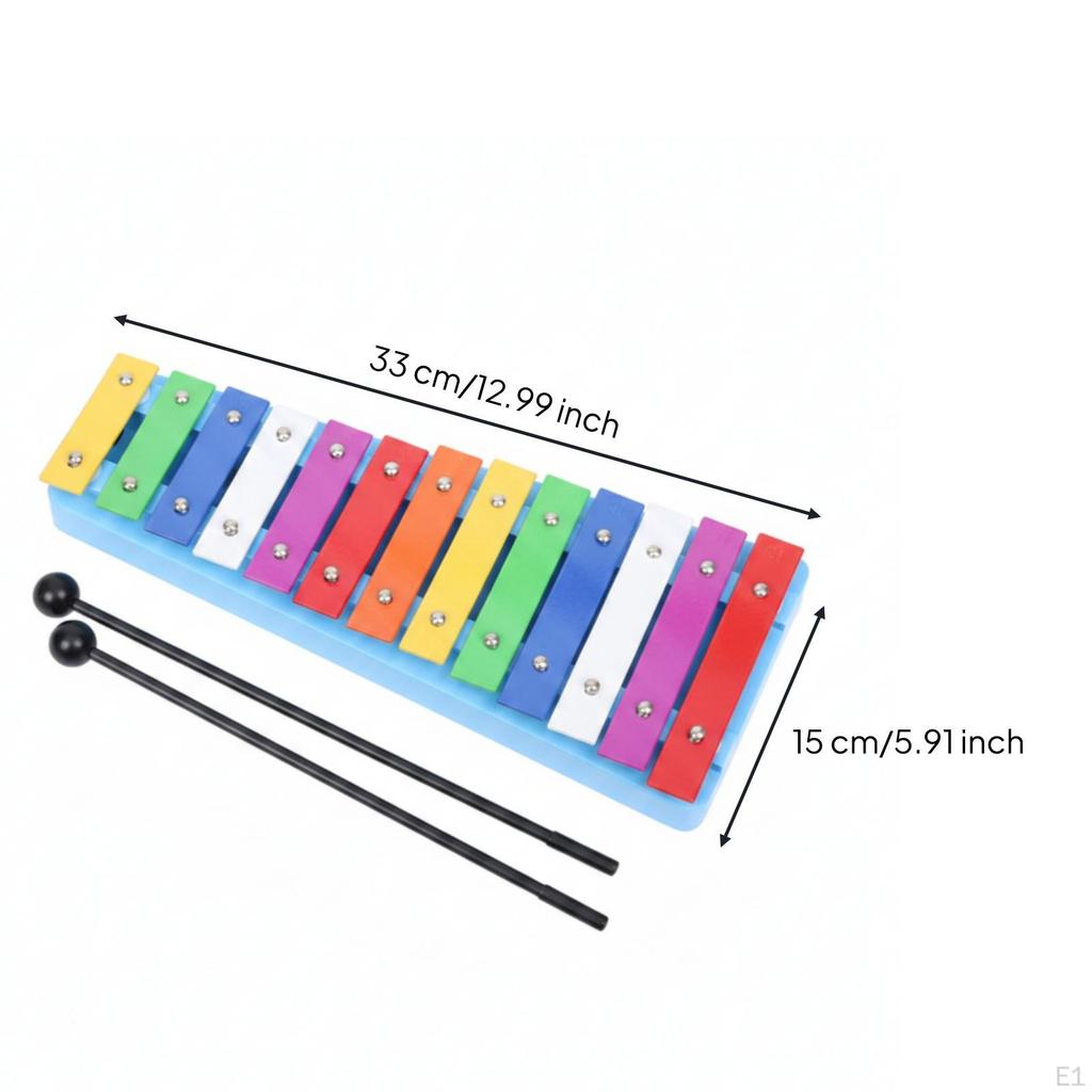 13Note Xylophone Aluminum Tone Strips Kids Included Mallets