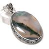 Natural Moss Agate Gemstone 925 Sterling Silver Jewelry Pendant 2.44" ETC-14588