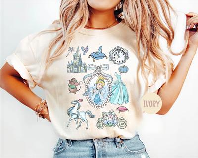 Summer Disney Cinderella Graphic Tshirt Men Women Fashion Cotton Quality Casual Loose Short Sleeve Classic Unisex