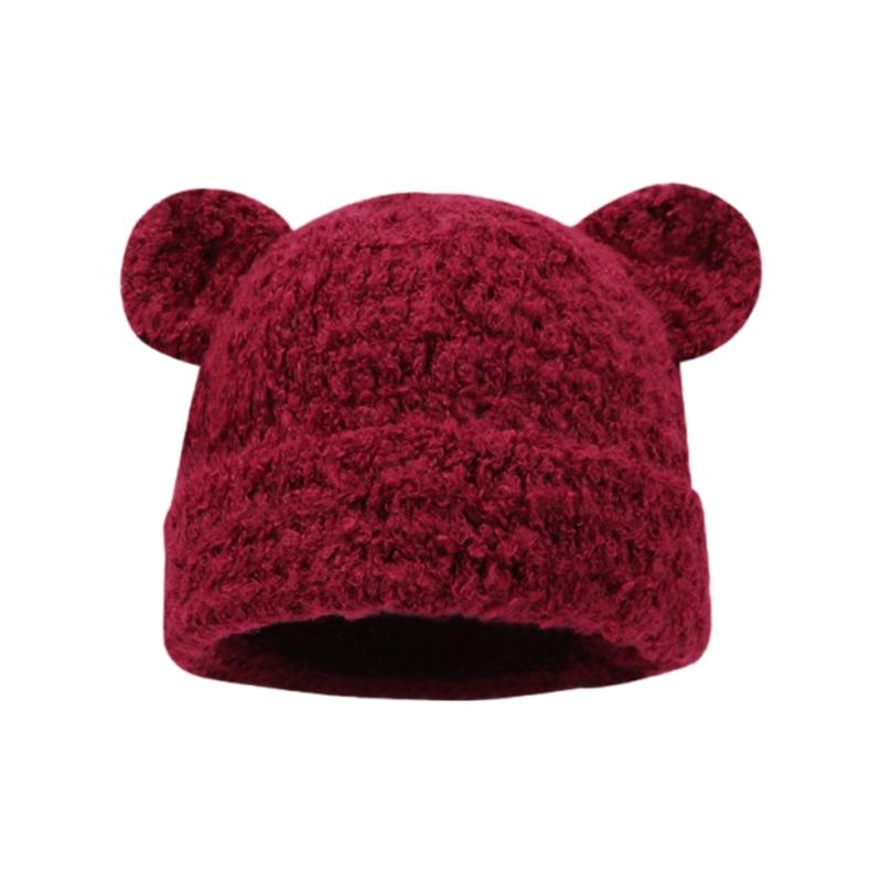 Multiuse Thicken Hat with Bear Ears Winter Warm Brimless Hat Windproof Skull Hat for Outdoor Cycling Camping