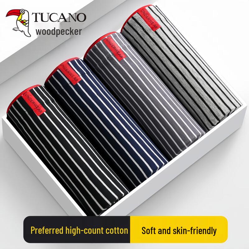 Woodpecker Men's Striped Cotton Boxer Briefs