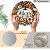 2D Flat Aluminum Decorative Plaques and Ornaments Sign, Welcome White Pumpkin Fall Floral Ornament, Black Checkered Farmhouse Wall Decor, Indoor