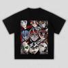 Unisex Vintage Demon Slayer Upper Rank Demons Collage Print T-Shirt, Dark Aesthetic Anime Casual Streetwear T-shirt
